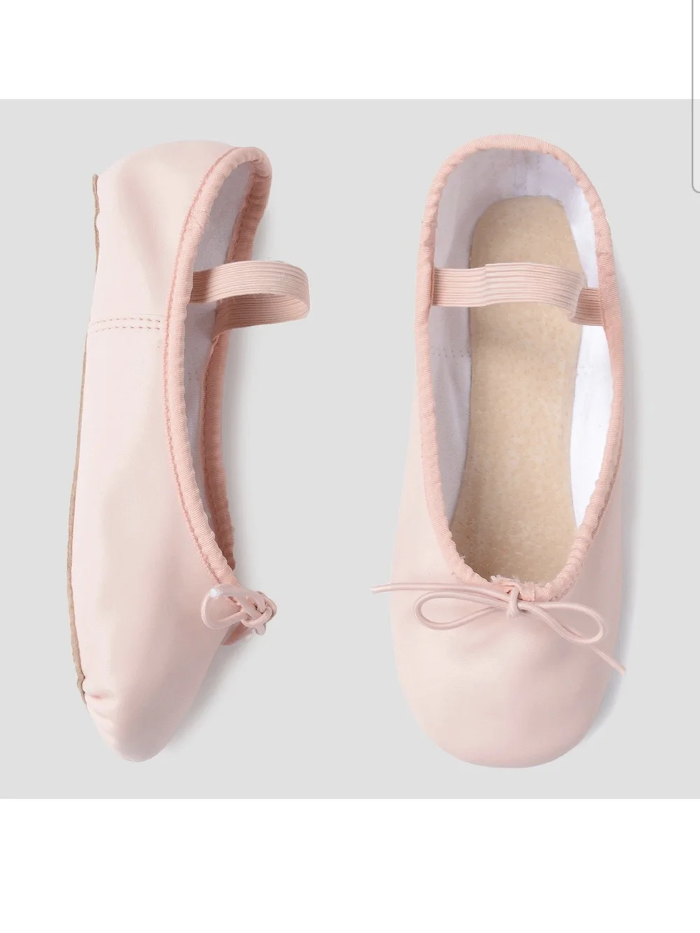 NWT Danskin Girls Pink Ballet Shoe with Bow Accent & Elastic Strap Size 2